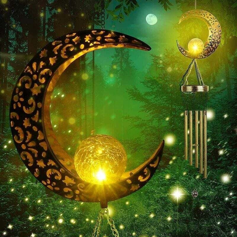 LED Solaires Carillons Éoliens pour Jardin, Carillons de Vent de Lune Lampes Solaires D'extérieur en Métal pour Jardin, ...