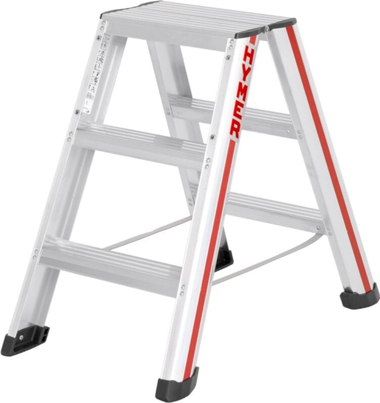 Hymer - Stufenstehleiter beidseitig, Stufenzahl 2×3, Standhöhe max. 0,21 m