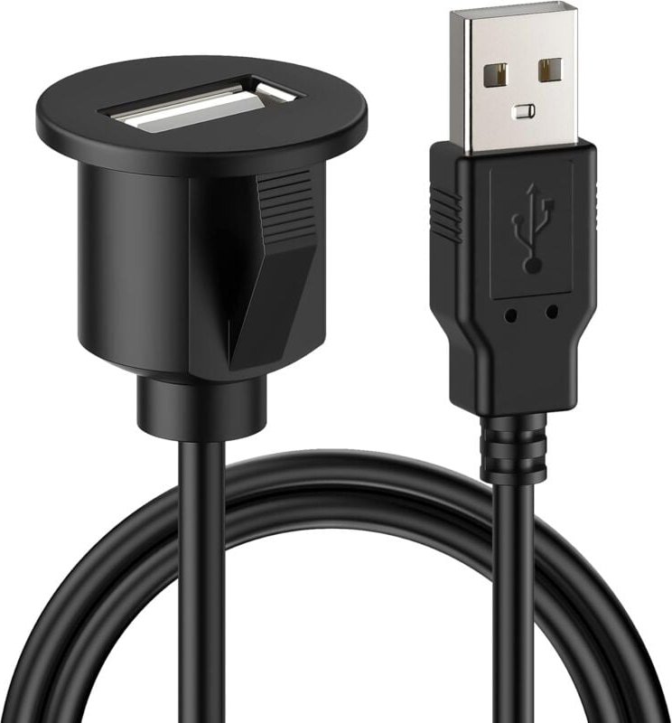 Jusch - Universelles Auto-USB-Verlängerungskabel für Armaturenbrett-Unterputzmontage – 1 m