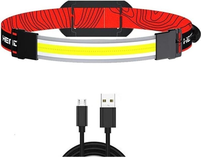 COB-Stirnlampe, Super-LED-StirnlampeFlache, wiederaufladbare Stirnlampe mit 260°-Weitwinkelabstrahlwinkel, wasserdicht, ...