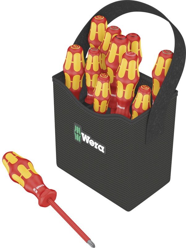 Kraftform 2go 100 vde Schraubendreher-Set 11teilig Schlitz, Kreuzschlitz Pozidriv, Kreuzschlitz - Wera