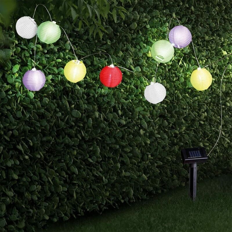 Thumbnail - Solar-Lampion-Kette, 10 led, farbige Lampions, 4,30 m