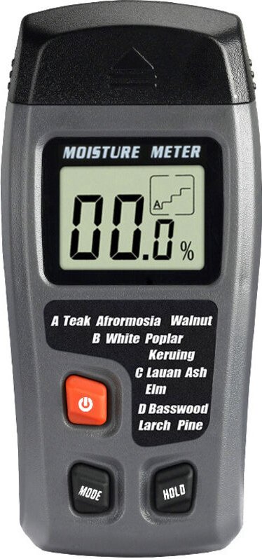 2-poliger Holzfeuchtigkeitstester, digitaler Feuchtigkeitsdetektor mit HD-LCD-Display, Holzhygrometer, Messbereich 0 – 9...