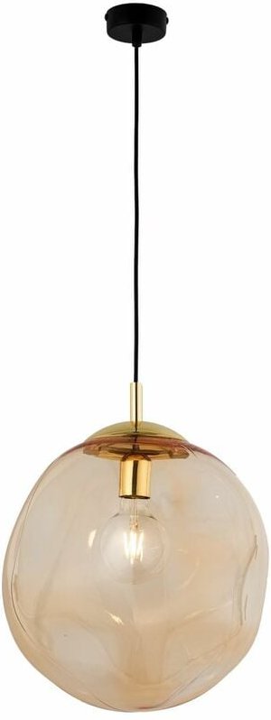 Licht-erlebnisse - Hängelampe Glas Schirm in Bernstein Gold E27 Esstisch