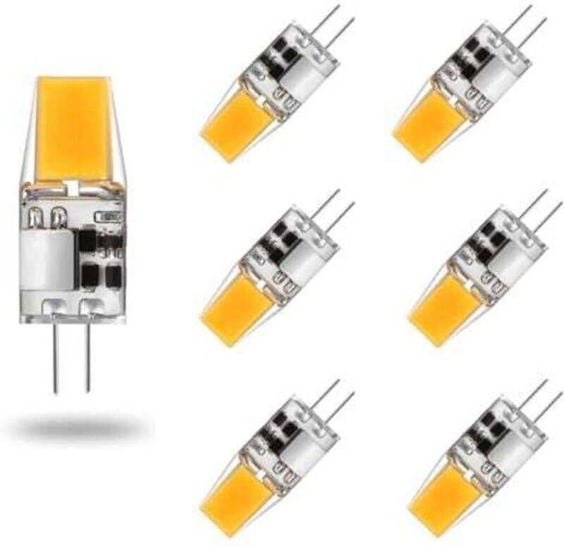6er-Pack G4 LED-Lampen, 12 V AC/DC, 5 W, warmweiß (3000 K), entspricht einer 50-W-Halogenlampe, 360°-Abstrahlwinkel, fli...