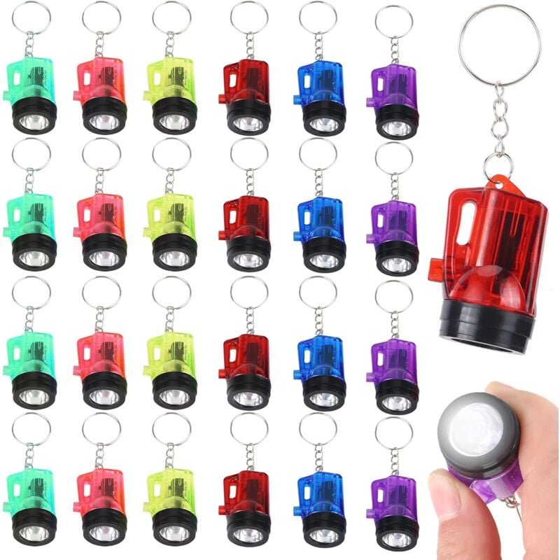 24 Stück Mini-Taschenlampe, Schlüsselanhänger-förmige Taschenlampe, Mini-Lampe, praktisches Spielzeug, LED-Schlüsselanhä...