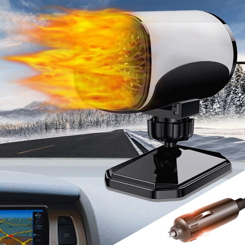 Autoheizung, 12-V-Windschutzscheiben-Entfroster und Entfroster, 2-in-1-Auto-Entfroster mit schneller Heizung, um 360° dr...