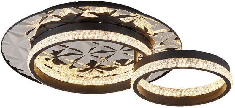 LED Deckenleuchte Wohnzimmerlampe Aluminium Edelstahl chrom Kristall L 50,5 cm