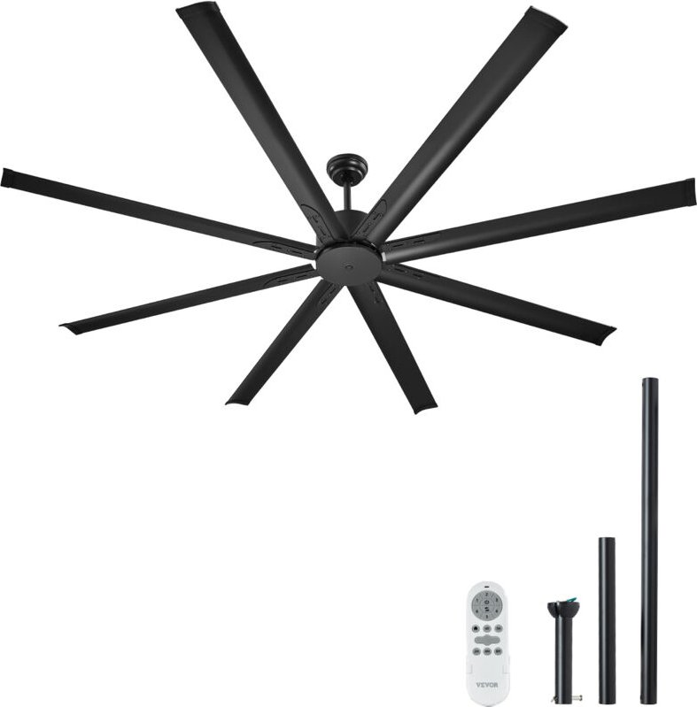 VEVOR 213 cm Deckenventilator ohne Beleuchtung, 6-Gang-Fernbedienung, 8 Flügel aus Alu, umkehrbarer Gleichstrommotor, Ve...