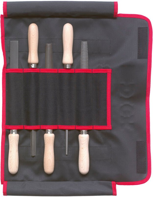Dick - f. Feilen- Raspelsatz 5-teilig inkl. Rolltasche, Feilen Raspel mit Holzgiff