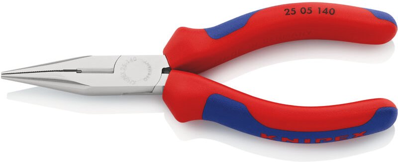 25 05 140 Elektronik- u. Feinmechanik Flachrundzange Gerade Vanadium Elektrostahl 140 mm - Knipex