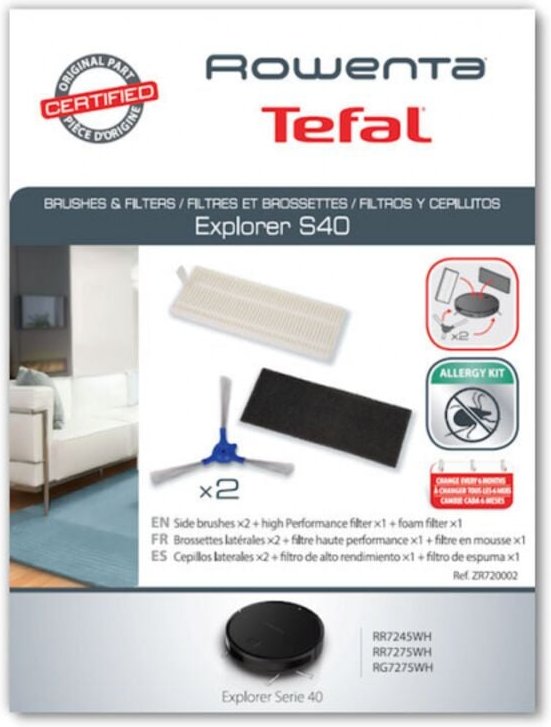 Ersatzteil - Zubehör Set: 2 Seitenbürsten,2 Filter - Rowenta tefal