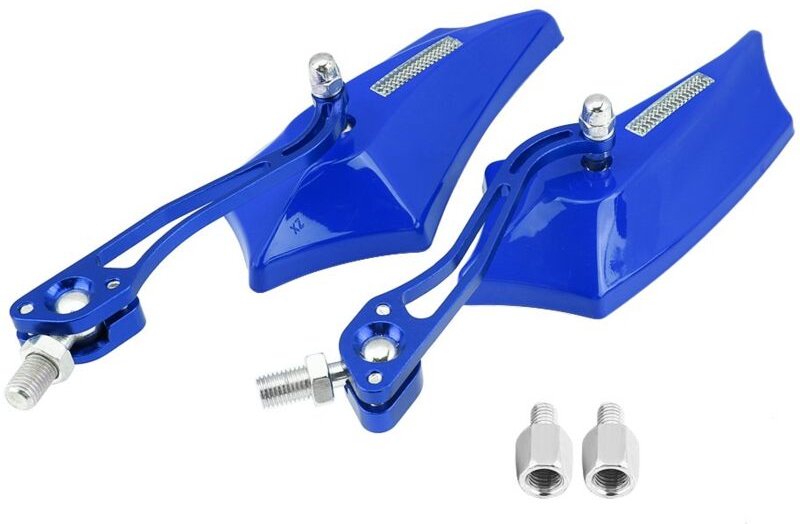 Motorrad Rückspiegel 1 Paar Aluminium Seitenspiegel Motorroller 10mm 8mm Universal 4 Farben (blau)