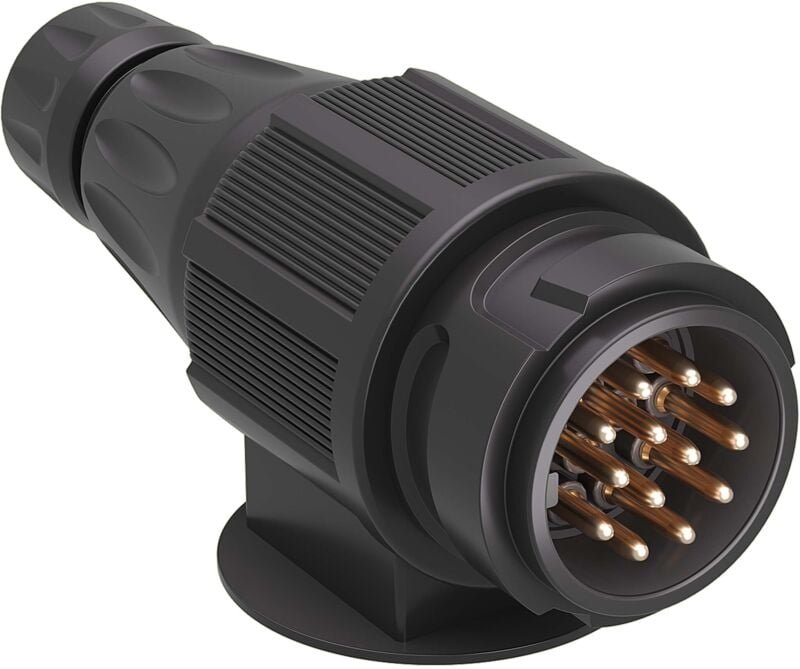 Wiltec - Anhänger Stecker 13-polig 12V, Nylon Adapter für pkw Anhänger, Anhängerkupplung Steckanschluss, Anhängersteckdo...
