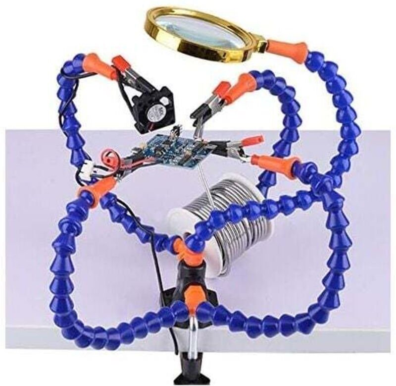 Flexibles Lötwerkzeug, Lötstation mit 5 flexiblen Armen und einer 3-fach vergrößernden Lupe für Schweißer, Schmuckherste...