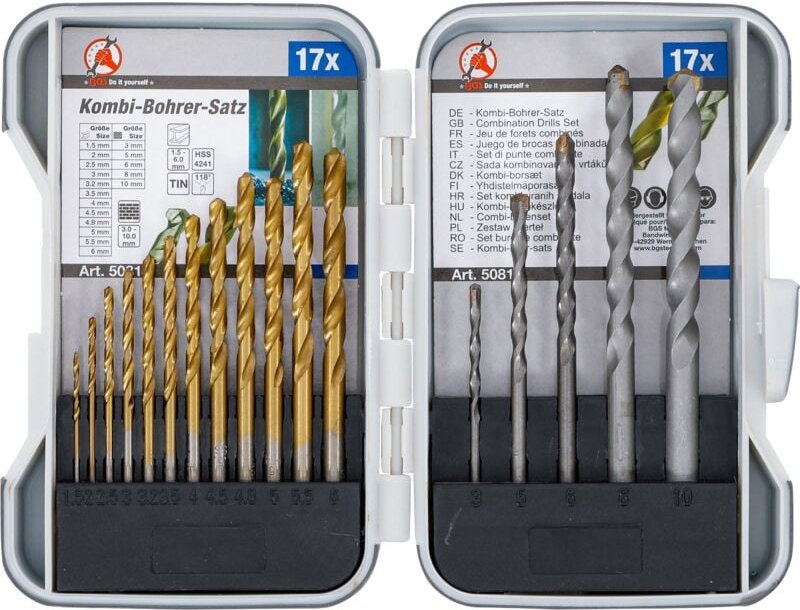 Bgs Technic - Kombi-Bohrer-Satz 1,5 - 10 mm 17-tlg.