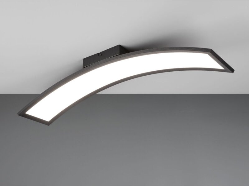 Led Deckenleuchte sigma lang & schmal in Schwarz, gebogen, Länge 76cm