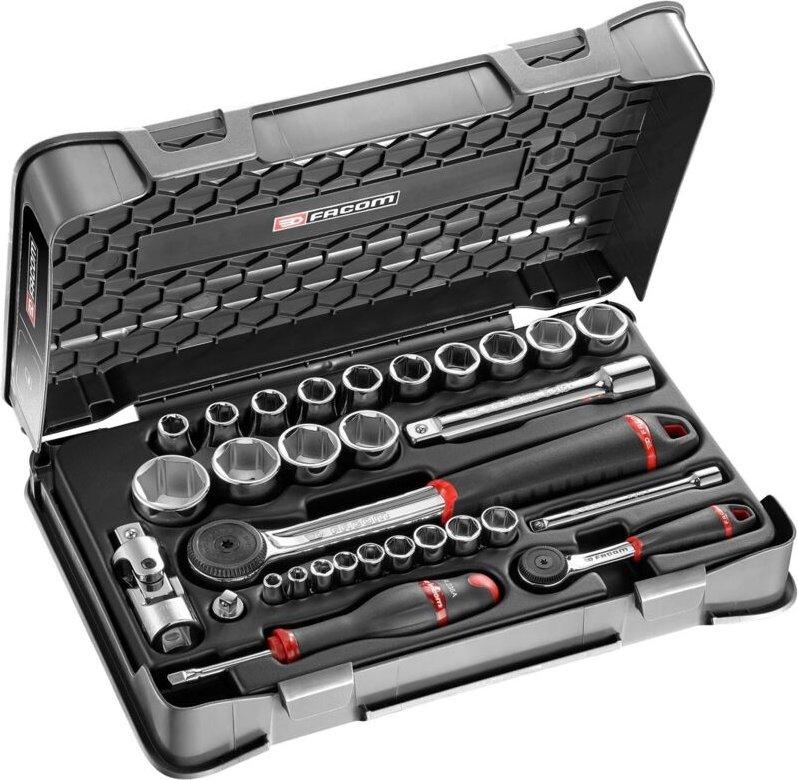 Thumbnail - Kombinationssatz Ratsche + 1/4 und 1/2 6-Punkt-Steckdosen Facom RS.161-1PB