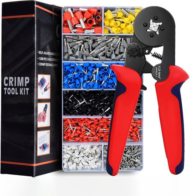 Crimpzange, 1200 isolierte Crimp-Anschlusskästen, elektrischer Kabelschuh, Aderendhülsen-Crimpwerkzeug, Anschlusskabel 0...