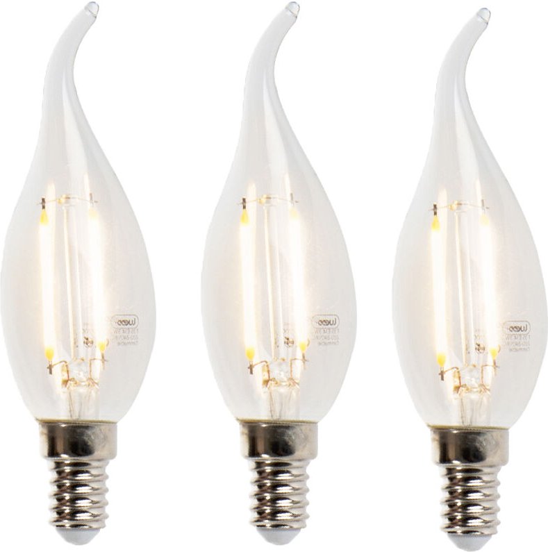 3er-Set LED-Filament-Kerzenlampe E14 3W 2700K 250lm F35 dimmbar klar