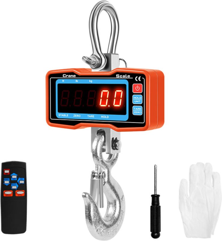 Scala sospesa elettronica da 2000 kg/4400 libbre, LED, alta precisione, industriale, acciaio resistente, gancio per gru,...