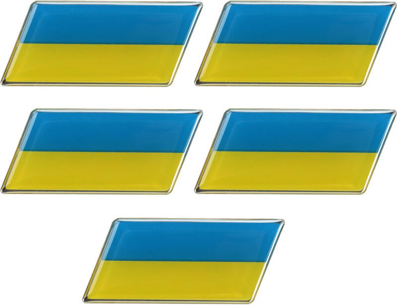 Set aus 5 gewölbten Aufklebern aus Aluminiumlegierung und Epoxidharz, die Nationalflaggen darstellen, für Motorrad oder ...