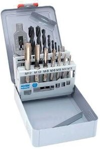 Metallkoffer mit 15 Bohrern und Gewindeschneidern RISS - Linksdreher Nr. 1 - X015V3152