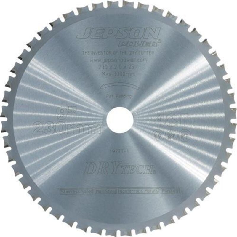 Jepson HM-Sägeblatt Drytech D=230x25,4x2,0mm 48Z für Stahl u. Inox
