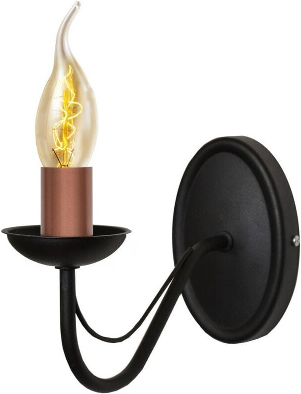 Malbo Kerzenwandleuchte Schwarz, Kupfer 25cm - Helam