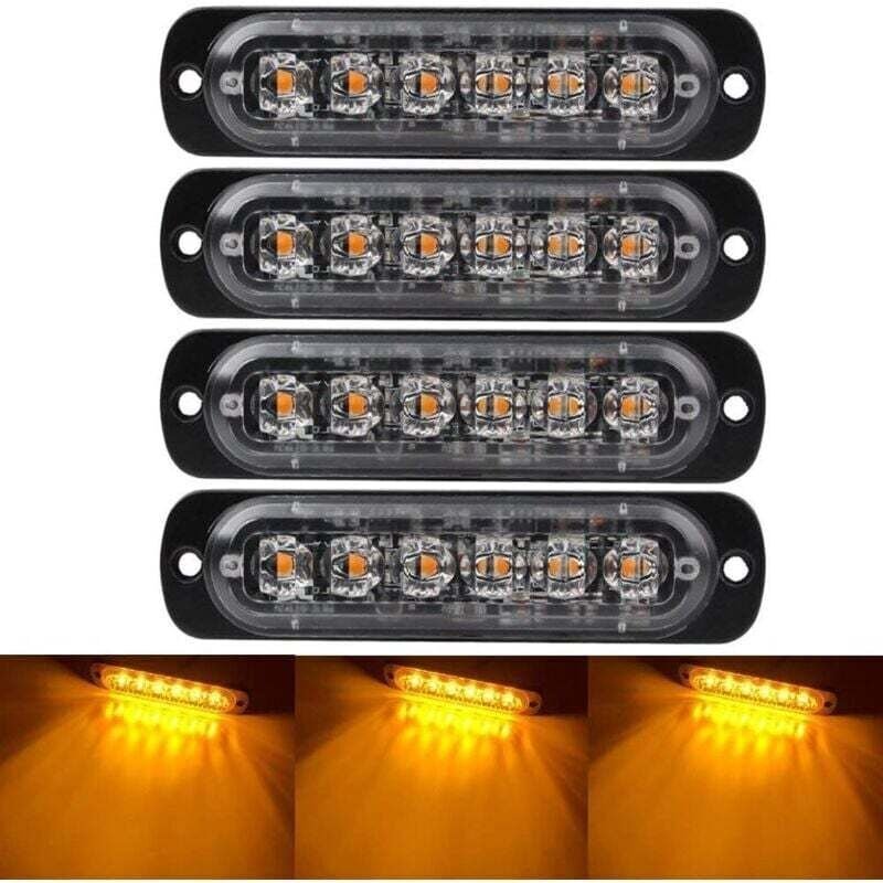 4er-Pack Fahrzeug-Notlichter, LKW-Notlichter, Blitzlichter, wasserdichte Oberflächenmontage, 6 LEDs