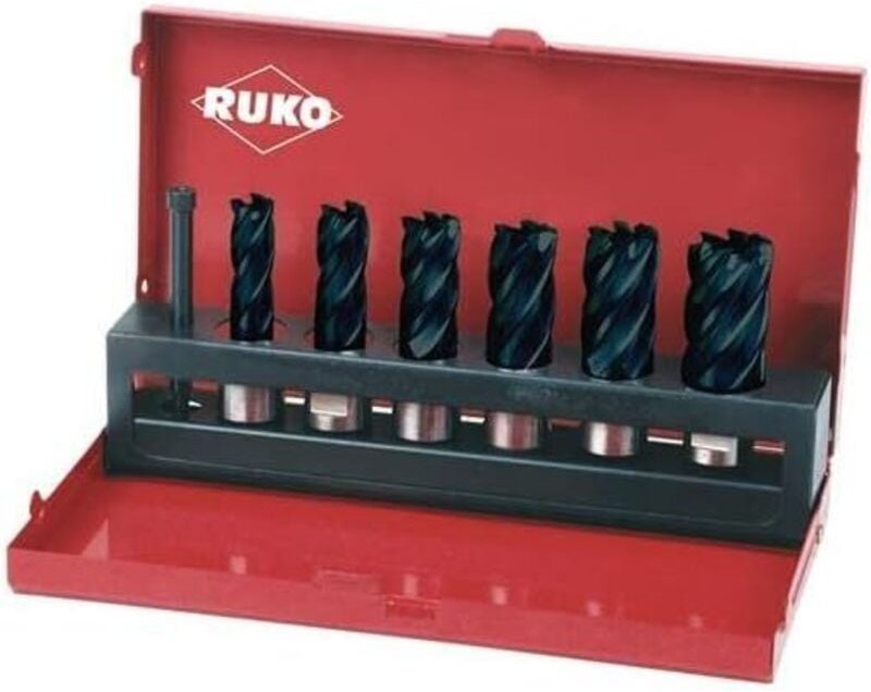 Ruko - Kernbohrersatz 7 teilig ø 12-14-16-18-20-22 mm hss TiAlN-beschichtet Schnitttiefe 30 mm Weldon
