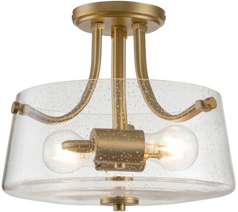 Quoizel - Elstead Hollister Bowl Semi-Flush-Deckenleuchte aus gebürstetem Messing