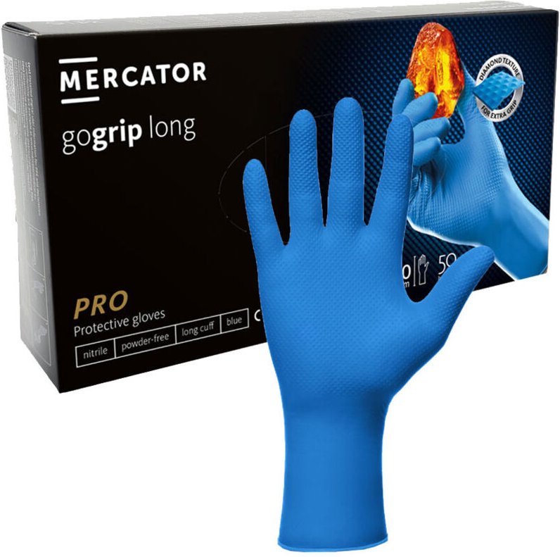 Nitrilhandschuhe XL blau Mercator Gogrip Long 50 Stück