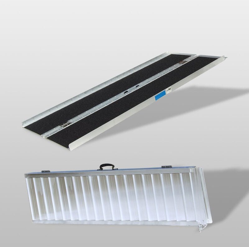 Thumbnail - Baumarktplus - trutzholm Rollstuhlrampe klappbar 184 cm Traglast 272 kg Alu grau schwarz beschichtet Auffahrrampe