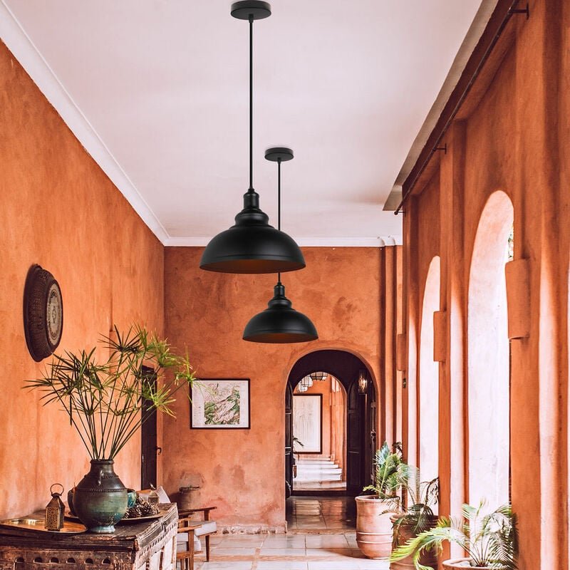 2er Pendelleuchte Vintage Kuppel Hängelampe Industrielle Hängelampe mit Ø29cm Lampenschirm Edison für Loft Bar Wohnzimme...