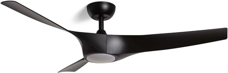 Efectoled - Deckenventilator Leise Egina Schwarz 132cm DC-Motor Schwarz Mit Licht, Wandschalter + Fernbedienung, Wifi: T...