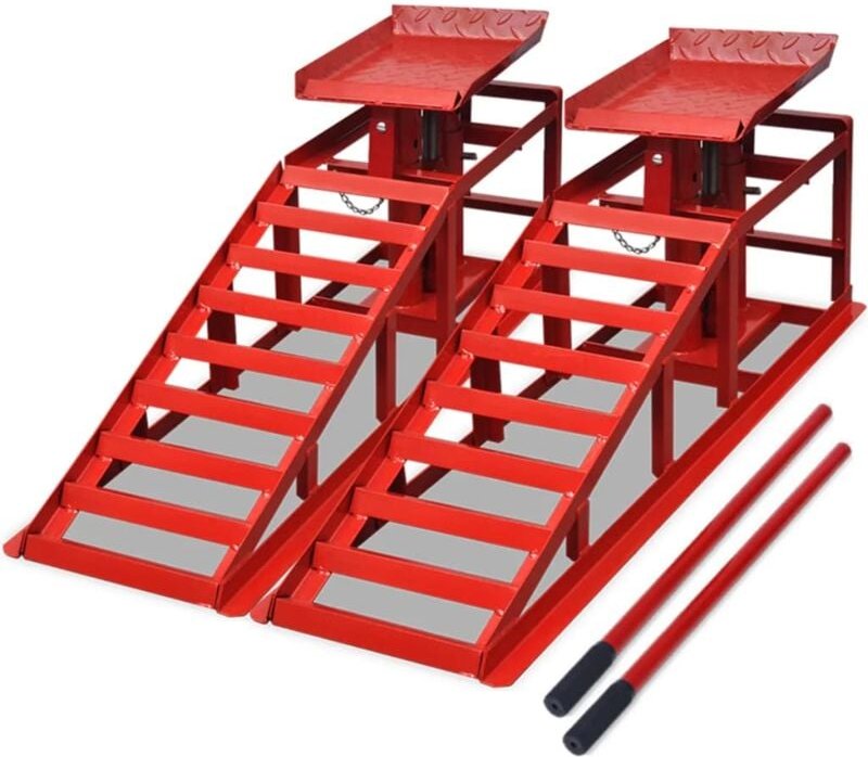 Auffahrrampen 2 Stk. Rot Stahl - Vidaxl