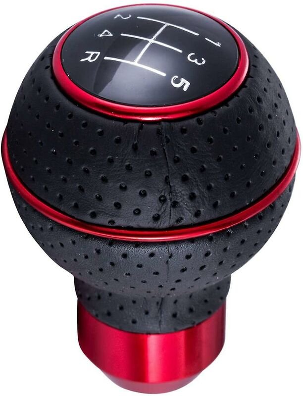 Woosien - Auto 5 Gang Schaltknauf Abs + Pu Stick Schaltgriff Universal Für Die Meisten Getriebe Schwarz + Rot
