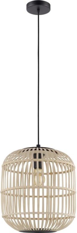 Eglo - Pendelleuchte Bordesley schwarz-natur ø 35 cm E27, max. 60 w Deckenleuchte