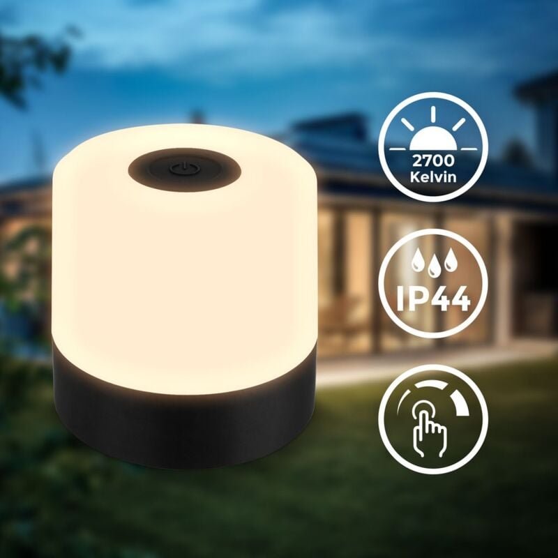 B.k.licht - Tischleuchte - 2W, 150lm, kabellos, led, dimmbar, warmweiß, schwarz