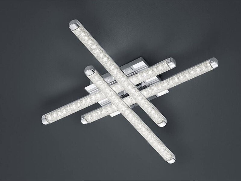 Defibrico - led Deckenleuchte street 4 flammig Kristall Weiß /Chrom sehr flach 7x50x50cm