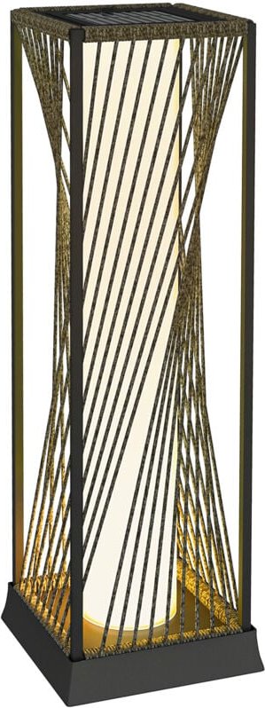 Solar Stehlampe Rattan mit Lichtsensor 25 LEDs Solarlampen im Boho-Stil IP44 Wasserdichte Solarleuchte Solarlampe Outdoo...