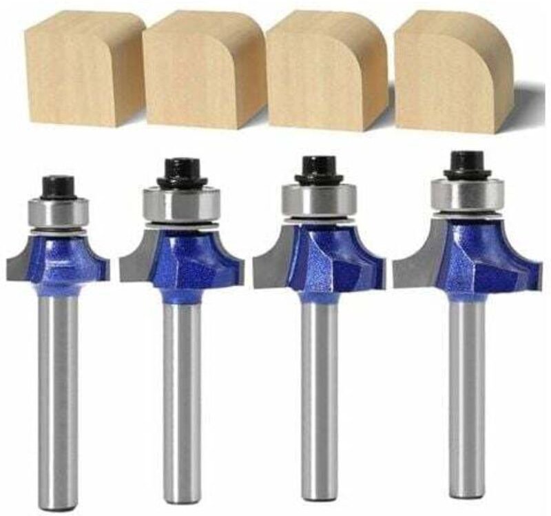 Mumu - 4PCS Holzbearbeitung Rundungsbit Hartmetall Eckrundfräser Schnittradius 3,17 mm, 3,96 mm, 4,78 mm, 6,35 mm Fräser