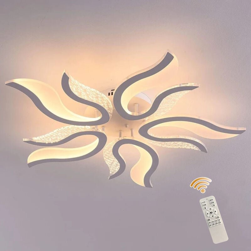 Modern led Deckenleuchte Dimmbar, 50W Deckenleuchte Kronleuchter Leuchte, Kaltes Weiß Acryl Flammenform Deckenleuchte Kr...