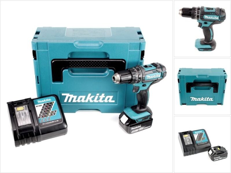 Dhp 482 RM1J Akku Schlagbohrschrauber 18V 62Nm im Makpac + 1x 4,0 Ah Akku + Ladegerät - Makita