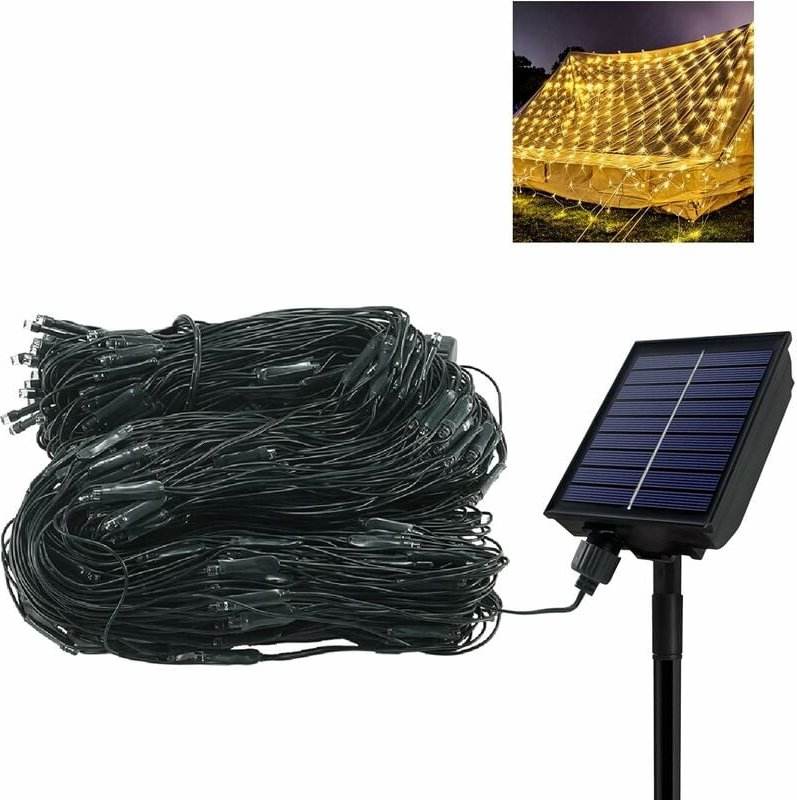 Thumbnail - Solar Lichterketten Außen und Innen 8 Modi Timer, Solar LED Lichtervorhang Aussen, Solar Lichternetz Warmweiß für Weihna...