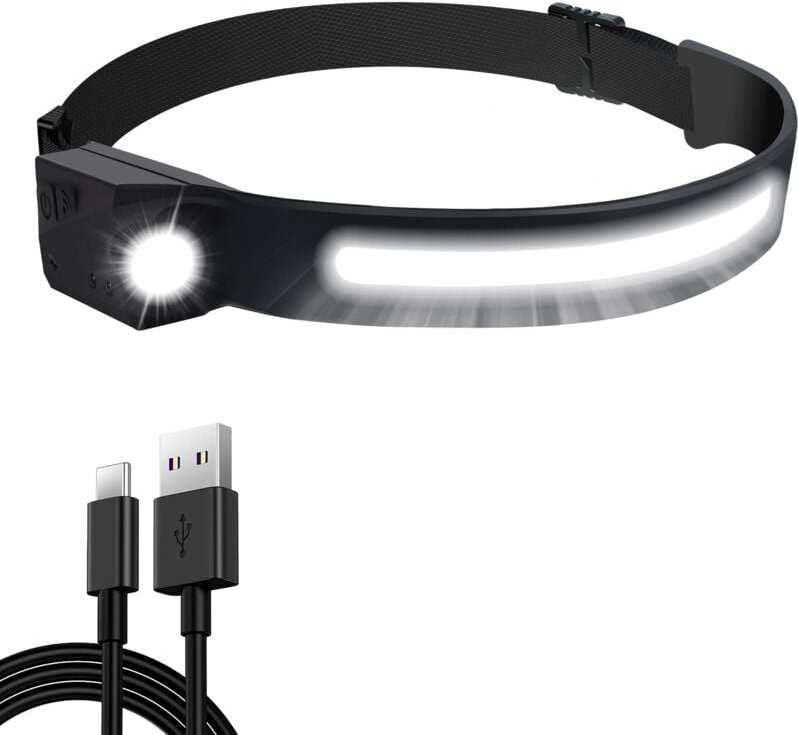 Crediri 5 Stile, usb wiederaufladbar, wasserdicht, LED-Stirnlampe mit Licht zum Laufen, Camping, Fahrradhelm, Angeln, Re...