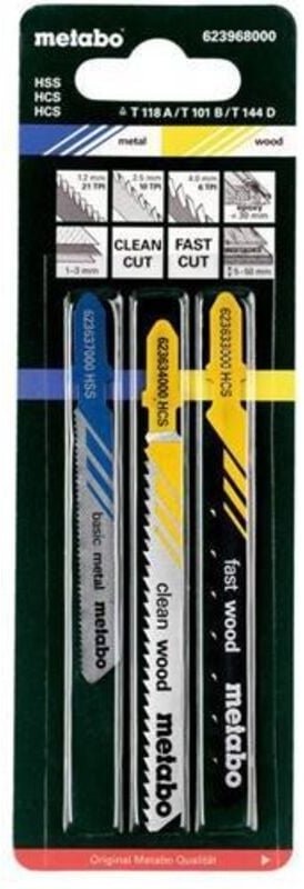 Metabo - Stichsägeblattsortiment 3teilig 2xHolz/1xMetall hcs/hss f.Holz/Metall