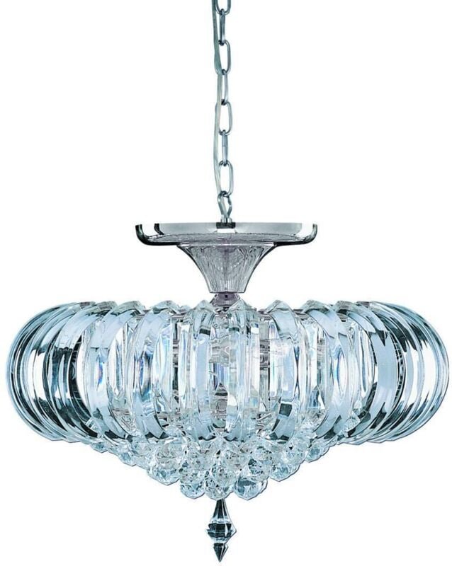 Sigma - 5 Light Semi Flush Deckenleuchte Chrom mit Kristalldekoration, E14 - Searchlight