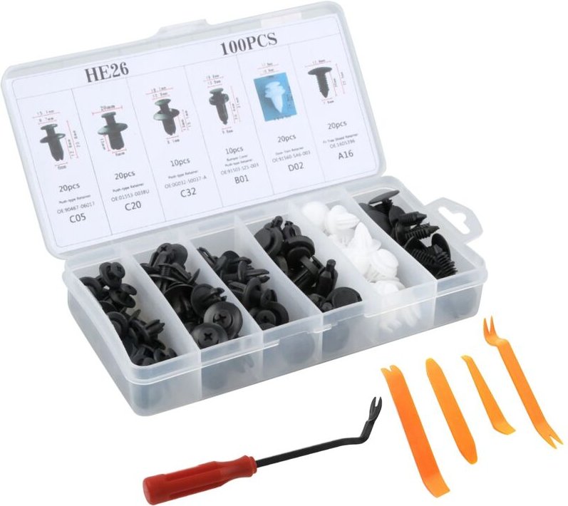 Tlily - 100 stücke Universal Kunststoff KotflüGel Clips Auto DrüCken Halter Stift Niet Trim Clip Panel Verschluss Kit So...